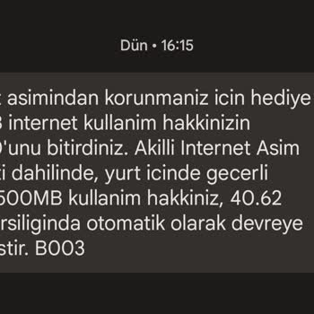 Vodafone Akıllı İnternet Aşımı