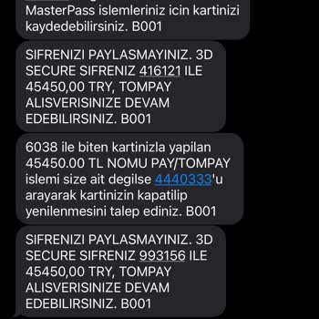 Nomu Pay/tompay Link İle 45.450 Mesajı Açmadan Garanti Kartımdan Çekti