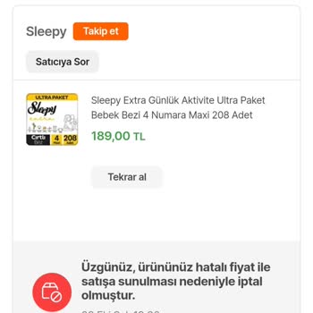 Sleepy Haksiz Sipariş İptali