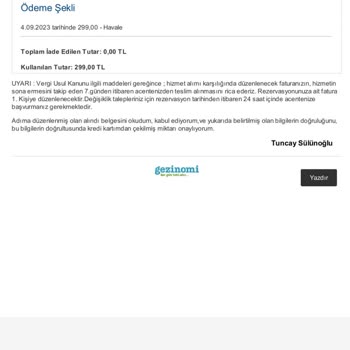 Gezinomi Seyahat Tur İptalinde Eksik Ödeme Yaptı
