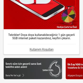 Vodafone Hediye Çarkı İle Gelmeyen İnternet