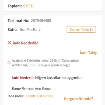 Trendyol Orijinal Olmayan Ürün Göndermesi