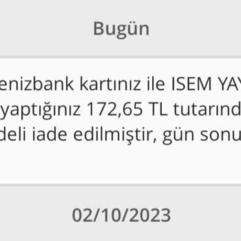 İsem Kitap 1 Hafta Ürün Gönderilmedi Ve Para İadesi Yapıldı