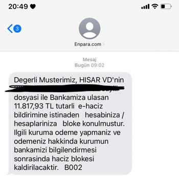 Enpara Hesabımı Kullanmadığım Halde Haciz Mesajı Geldi