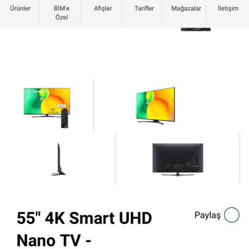 LG Nano 55inç TV Fiyatının BİM Site Fiyatıyla Marketteki Fiyatı Farklı