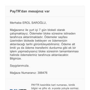 Paytr Yüksek Tutar Yapılan İşlemlerde Valör Deyip Paraya Bloke Koyuyor