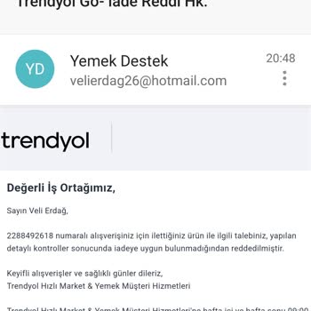 Trendyol Yemek Siparişim İptal Edildi Ve Ücret İadesi Yapılmadı