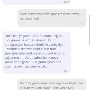 N11 Onayladığı Siparişi İptal Ediyor