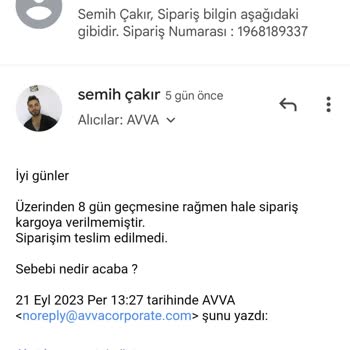 Avva Giyim Sipariş Teslimatı Oluşmaması