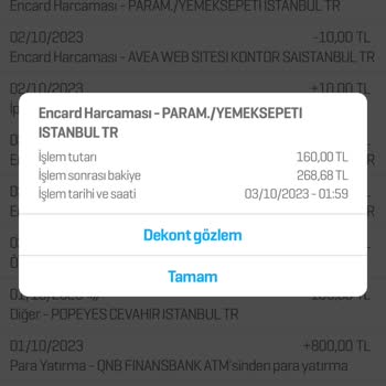 Yemeksepeti Param İade Olunmadı