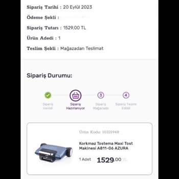 Gratis'ten Alınan Tost Makinesinin Hala Kargolanmamış Olması