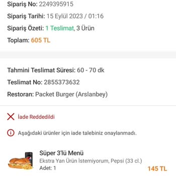 Trendyol GO Para İadesi Yapmıyor