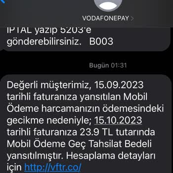 Vodafone Faturası İle İlgili Sorun