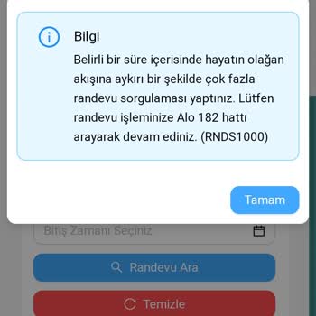 MHRS (Merkezi Hekim Randevu Sistemi)   Randevu Sistemi Sorunu