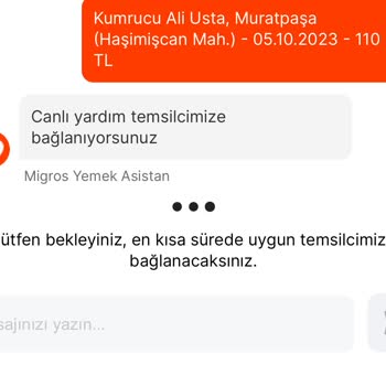 Migros Yemek Müşteri Hizmetleri-sipariş İptali