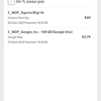 Vodafone C-mop Sigorta Kesintisi