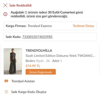 Trendyol Ürün İadesi Sorunu
