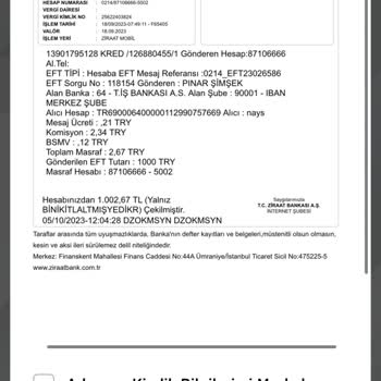 Ziraat Bankası Ziraat Bakasının Ve Nays Hesabının Paramı İade Etmeyip İlgilenmemesi