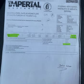 İmperial Hastanesi Ayrıntılı Fatura Hizmet Dökümü Vermiyor.