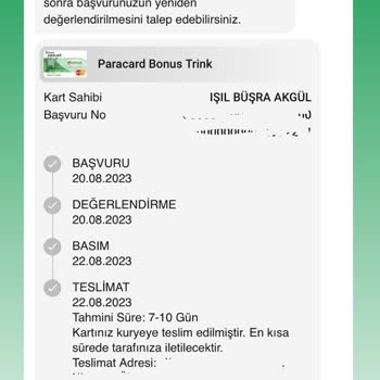 Garanti Bankası Kartımı Göndermedi