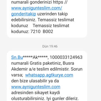 AGT Kargo Teslim Etmeden Teslimat Bilgisi Girdi