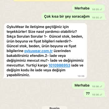 Oyku Wear İletişim Sorunu Sorumsuzluk