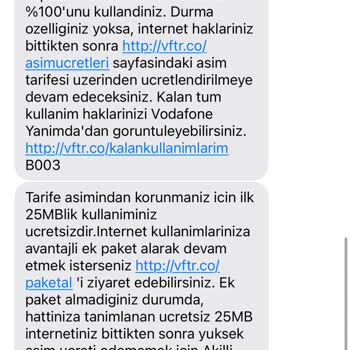 Vodafone Haksız Tarife Aşım Ücreti