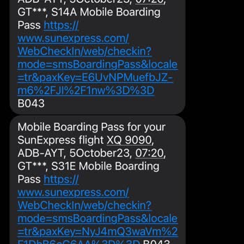 Sunexpress Başkasına Ait SMS Gelmesi