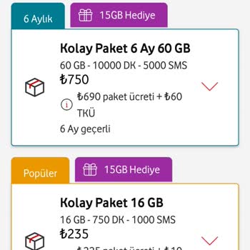Vodafone Kolay Paket Fiyatları