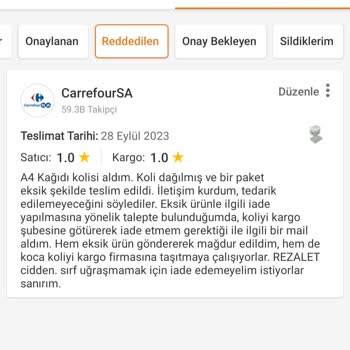 Trendyol Satıcı Carrefour SA'yı Koruyor