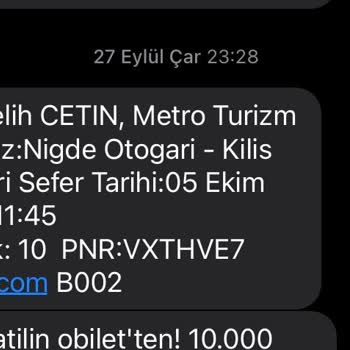 Obilet Metro Firması Bilet Alınan Yere Götürmüyor.