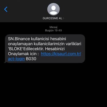 Binance Den Tarafıma Gelen SMS