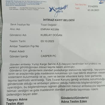 Yurtiçi Kargo Da Kaybolan Casper PC