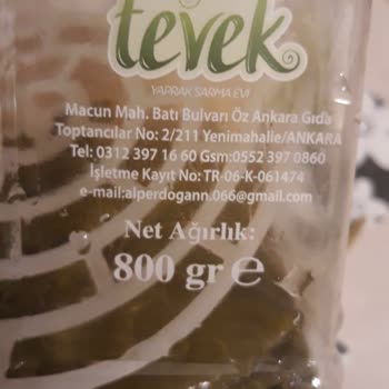 Tevek Marka Tokat Sarma Yaprağı Çok Küçük Ve Damarlı!