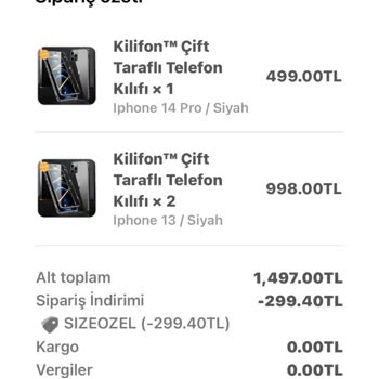 Kılıfon Telefon Kılıfı Siparişi Hakkında Sorun