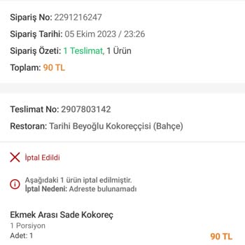 Trendyol Yemeğimi Yedi Ücret İadesi Yapmadı