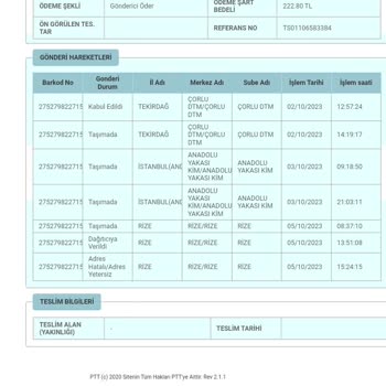 PTT Kargo Kargomu Teslim Etmiyor