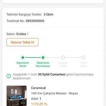 Evidea Kargoya Verilmeyen Sipariş