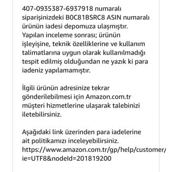 Amazon İade Reddi Verilen Ürün Geri Gönderilmiyor!