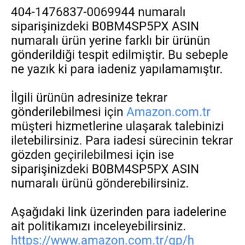 Amazon Ürün İadesinin Yapılmaması