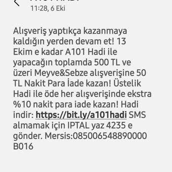 A101 SMS İptali Olmuyor