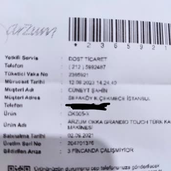 Arzum Okka Servis Hizmeti