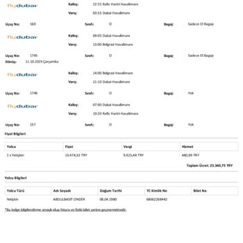 Obilet Bilet Ücretinin İade Talebi