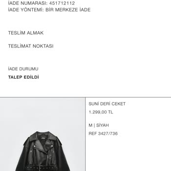 Zara İade Etiketim Gelmedi