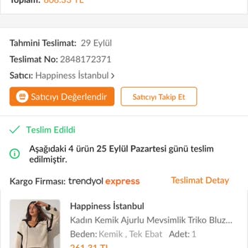Happiness İstanbul (Trendyol) Trendyol Happiness Firmasının Ürünlerimi Eksik Göndermesi