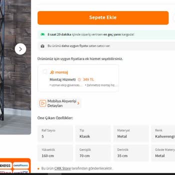 Trendyol Metal Kitaplık Ceviz