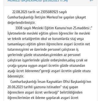 Kariyer Kapısı Staj Ücretinin Tam Yatmaması