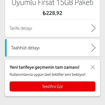 Vodafone Tarifemin Fiyatını Değiştirdi