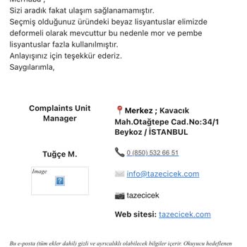Taze Çiçek (tazecicek.com) Hataları Üstüne İlgisizlikleri