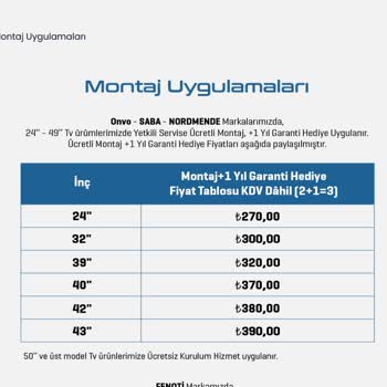 Onvo TV Kurulum Ücreti